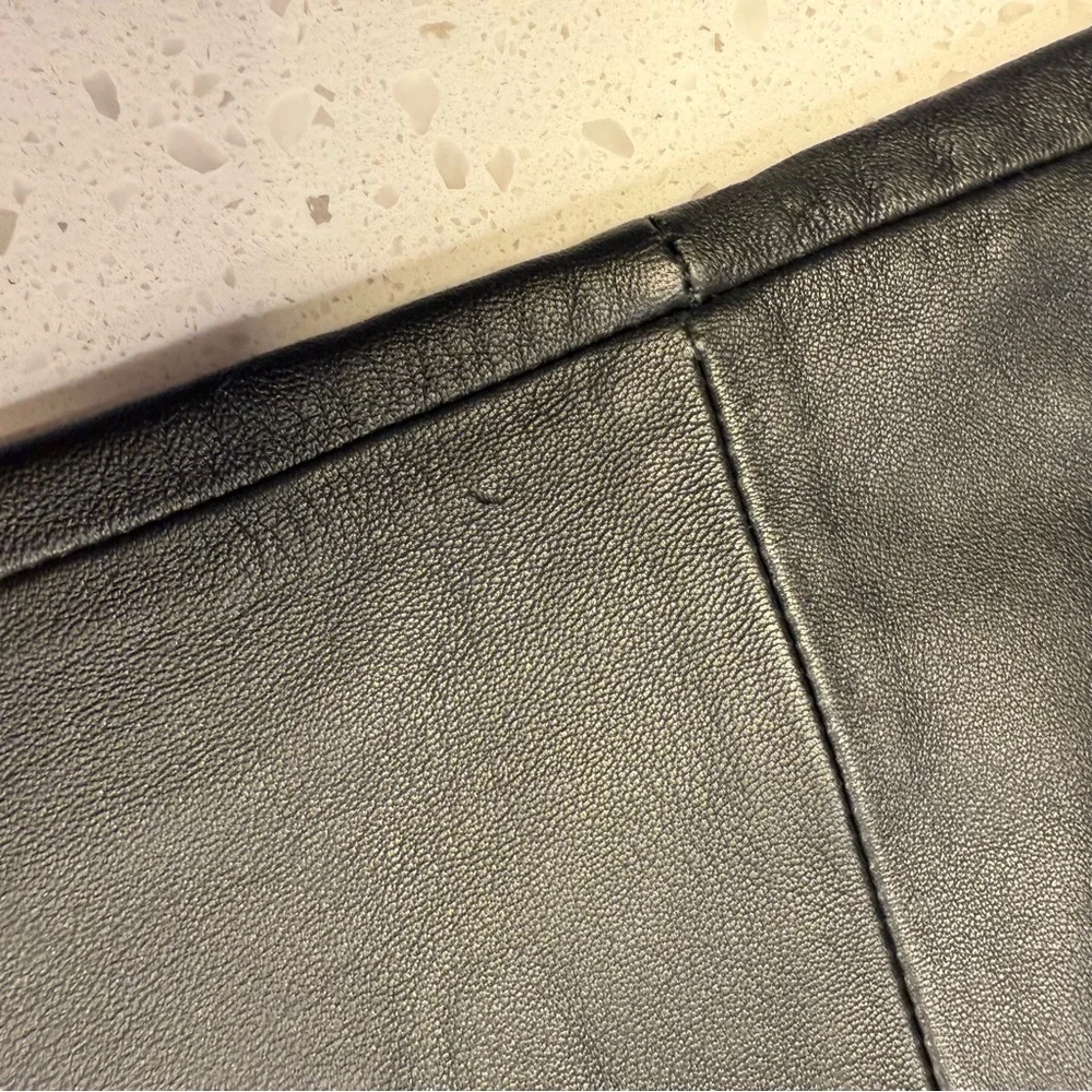 Tannery West Black Genuine Leather High Rise Flare Pants 34” Inseam Size 12 - Picture 11 of 12